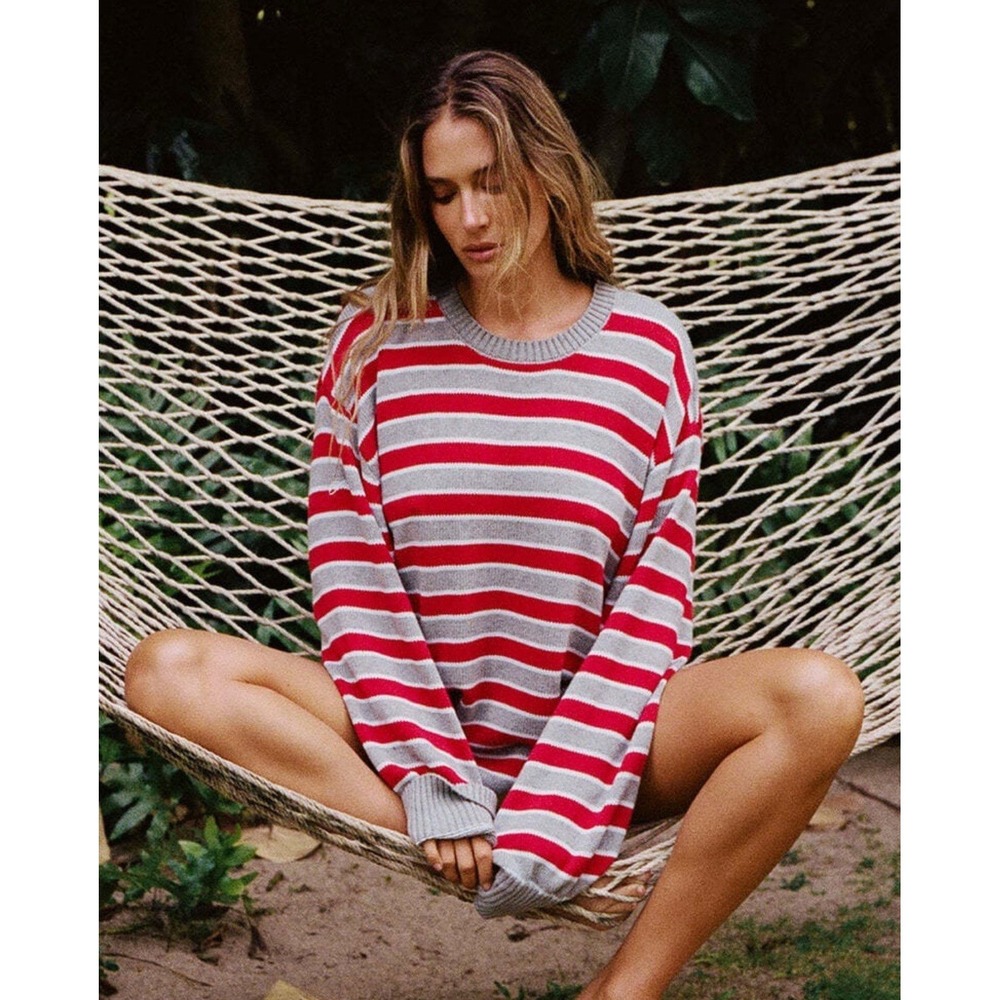 Frankie's Bikinis Sloane Cotton Knit Boyfriend Sweater Size S
